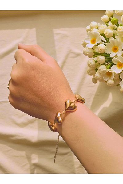 GLOW LUXE Heart Objects Array Multiple Chain Bracelet Stainless Steel