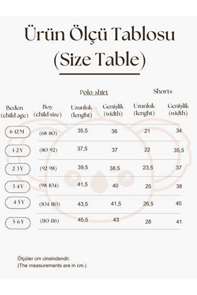 Oh La La Koala For Little Ones Koyu Bej Çizgili Koala Nakışlı Polo Yaka Şortlu Takım