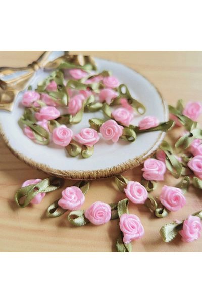 Choice Light Pink 100pcs Mini Rose Flowers Heads Patch Make Satin Appliques Handmade Diy Sewing Crafts For