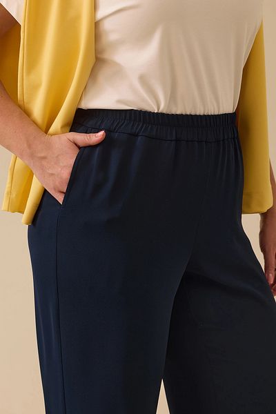 Gala-Xi Galaxi Women's Large Size Elastic Waist Wide Leg Pants 4008 Navy Blue