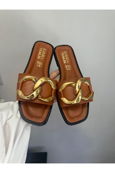 Slipcat Chain Gold Buckle Women's Slippers Outdoor and Indoor Slippers