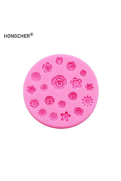 Choice Pink Roses DIY Headdress Shoes Bags Resin Jewelry Accessories Drip Mold Chocolate Cake Dessert Decor