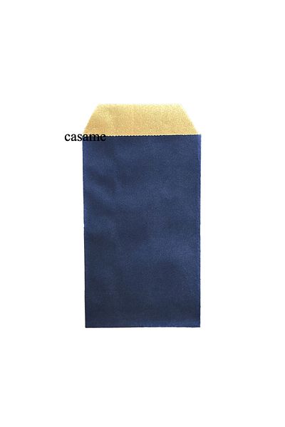 Choice 8x15cm Dark Blue 8x15cm 50pcs Kraft Paper Bags With White Polka Dot Pattern - Perfect For Weddings,
