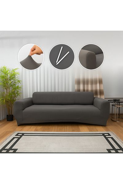Haton Home Elastic Triple Seat Cover Anthracite