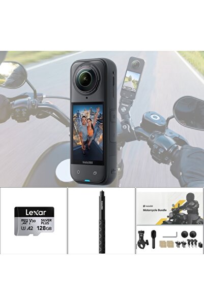 Insta360 X5 Motorcycle Bundle (Görünmez Çubuk, 128GB Hafıza Kartı Dahil)