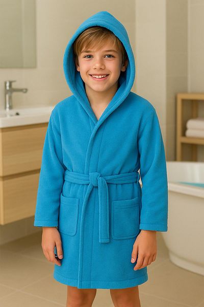 Ender Home Halat de baie cu glugă pentru tineri și copii, 100% bumbac, unisex