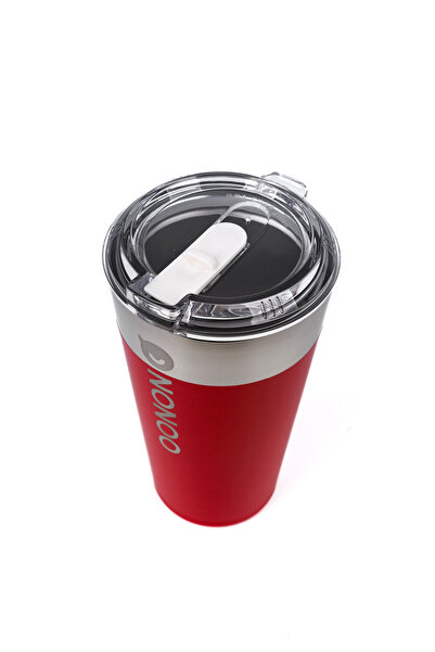 NONOO Stainless Steel Red Cup Thermos 580ml Half Liter Hot Cold In-Car Small Handheld Coffee Mug Water