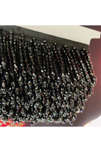 Choice36 فستان أسود بطول 90 سم، مزين بدانتيل مطرز، 32 لونًا، مزين بشراشيب، حذ...