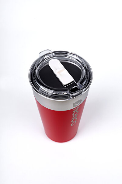 NONOO Stainless Steel Red Cup Thermos 580ml Half Liter Hot Cold In-Car Small Handheld Coffee Mug Water