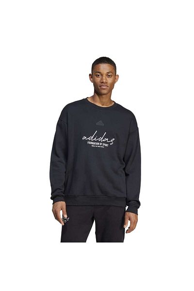 adidas Ανδρικό φούτερ Bl Ft Crew Q3 μαύρο με στρογγυλή λαιμόκοψη