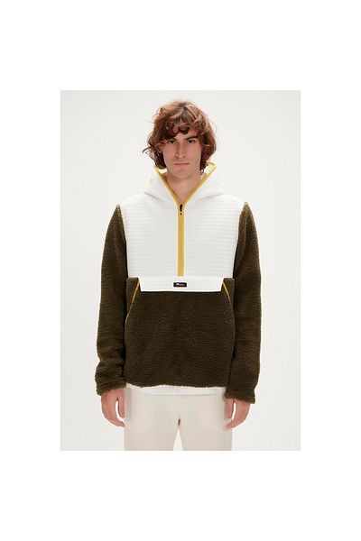 Bad Bear Leonard Half Zip Plush Men's Khaki Stand Collar Sweatshirt