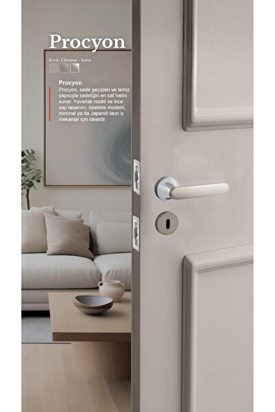 alastore Procyon - Oda Kapı Kolu Kare Rozetli Sağ Sol Uygun İç Ev Kapısı Kol Kolları-a203cs