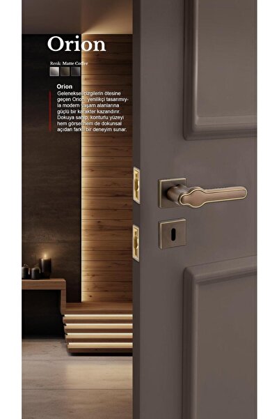 alastore Orion - Oda Kapı Kolu Kare Rozetli Sağ Sol Uygun İç Ev Kapısı Kol Kolları-A103matte