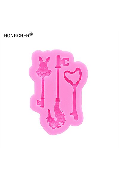Choice Pink Magic wand cartoon key shape silicone mold resin jewelry accessories keychain plaster aromather