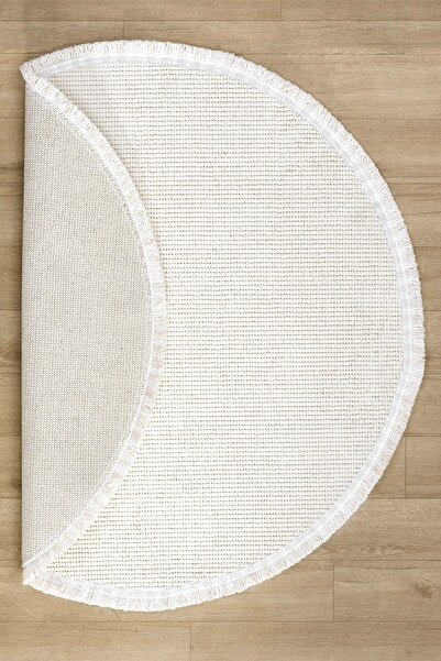 Eliz Home Beyaz Daire Yuvarlak Saçaklı Modern Dokuma Halı BEYAZ DAİRE