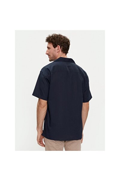 Jack & Jones Jack&Jones Linen Blend Resort Чоловіча сорочка синього кольору з класичним коміром