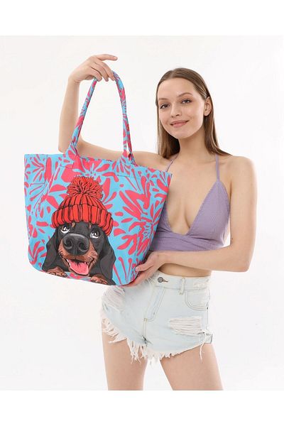 Bolder Daisy Red Dog Beach Bag