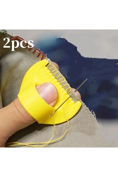 Choice 2pcs-yellow 2pcs Diy Hand Sewing Edge Lockstitch Stencil Accessories With Fabric Thimble Device Home