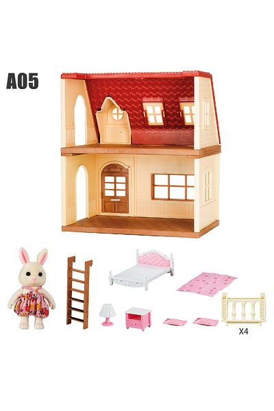 Choice A05 Simulation Kitchen Forest Family Small House Double Three- Story Villa Reindeer Animal Model Gi