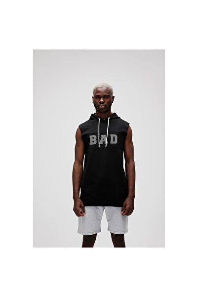 Bad Bear Bad Net Sleeveless Erkek Siyah Kapüşonlu Sweatshirt