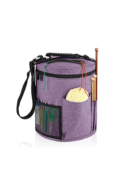 Choice Purple Knitting Tool Storage Bag Yarn Crochet Organizer Tote Bag Large Capacity Portable With Front