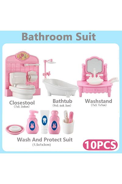 Choice 10pcs-bathroom P 24pcs Style Brown Miniature Dollhousefurniture Accessory Kids Toy Cute Kawaii Pink