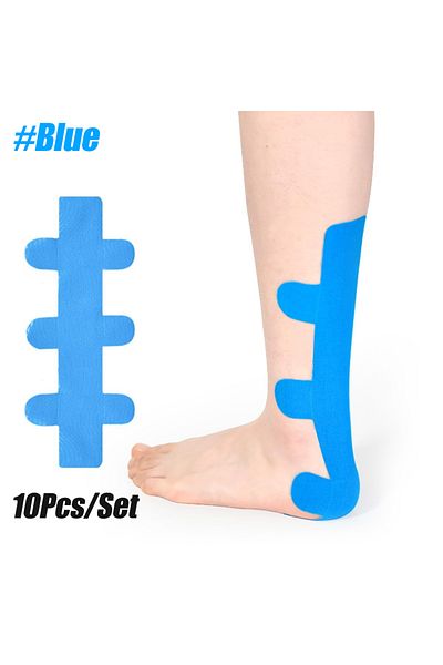 Choice Blue-10pcs 10pcs Pre-cut Kinesiology Tape For Achilles Tendon - Waterproof, Elastic & Breathable Lat