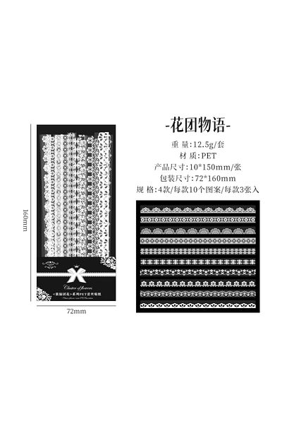 Choice 3 30pcs Retro Floral White Lace Sticker Hand Account Diy Decoration Scrapbooking Photo Album Craft,.
