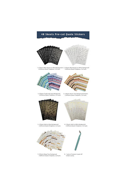 Choice Total 40 Sheets 40 Sheets Colorful Small Talk Stickers Inspirational Q...