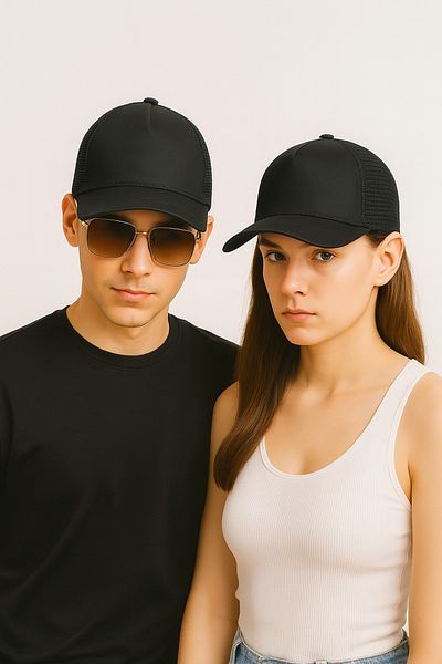ZERAMİNE Black Plain Hat Unisex Sports Hat Mesh