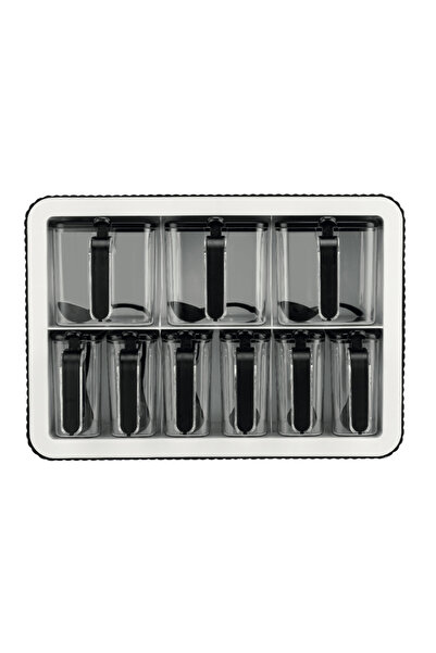 Violet 9-Piece Spice Rack Set (Black-White)