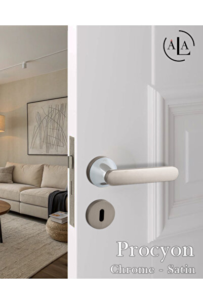 alastore Procyon - Oda Kapı Kolu Kare Rozetli Sağ Sol Uygun İç Ev Kapısı Kol Kolları-a203cs