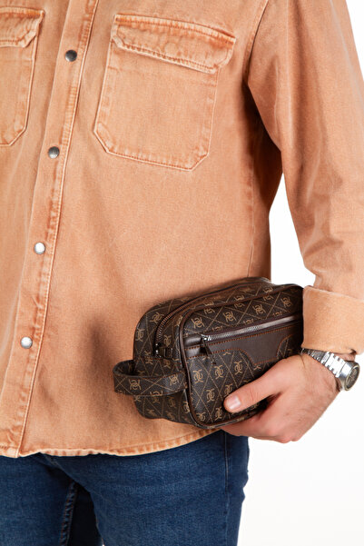 Newish Візерункова веганська шкіра Косметичний макіяж Макіяж Tras Чоловіча сумка для рук Візерунковий гаманець Тримач карток Rfid