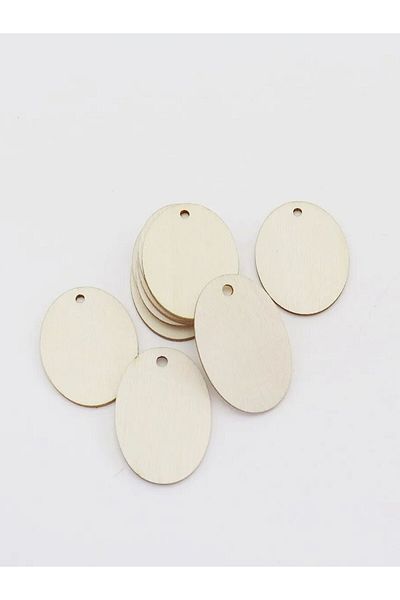 Choice 2mm Oval 50pcs 1.5inch Blank Wooden Geometric Shapes Cutout Tags Slices With Jute String Included Re