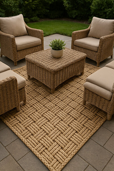 new colourse Sisal Jut Rengi Hasır Model Desenli Tek Renk Yıkanılabilir Toz Vermez Halı