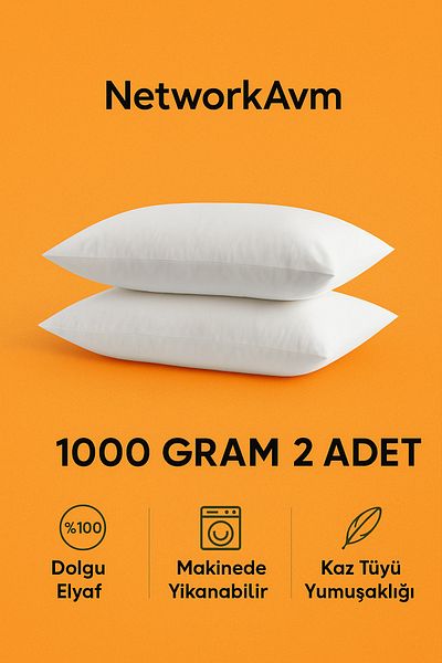 NetworkAvm 2 Pieces of 1000 Gram Gold Series Nano Gel Pillow