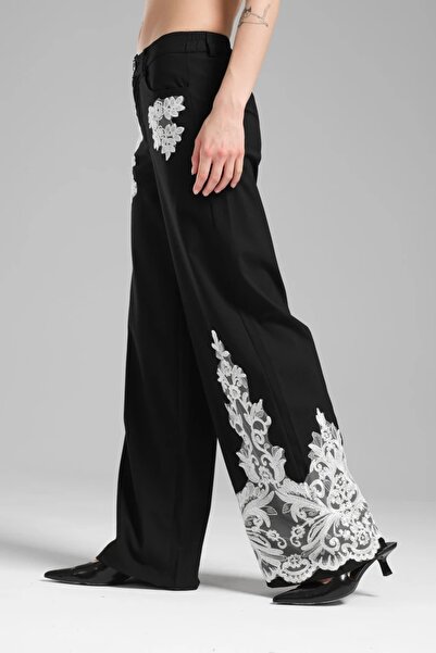 tw3 Dámské kalhoty Palazzo s krajkovým zdobením