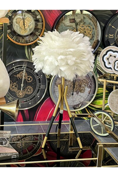 YASAR CONCEPT Feather Lampshade, Real Feather Look Lampshade, Feather Lampshade White