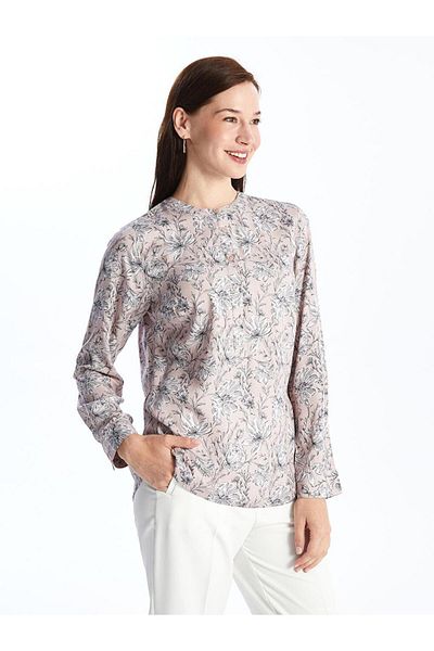 LC Waikiki Bluză pentru femei cu mânecă lungă, cu decolteu, florală (S4)