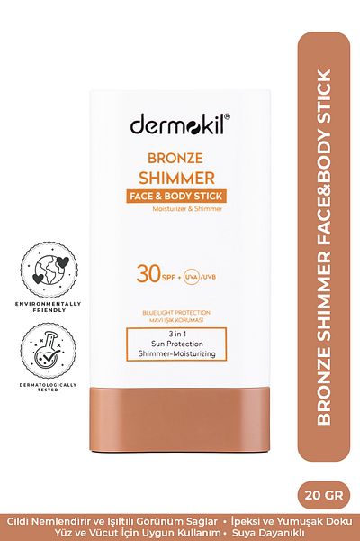 Dermokil Bronze Shimmer Face&Body Stick Spf 30 Stick Sunscreen with Bronzing Effect
