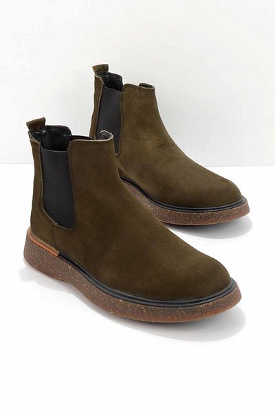 Bambi Green Nubuck Genuine Leather Men's Boots & Booties E02556400001