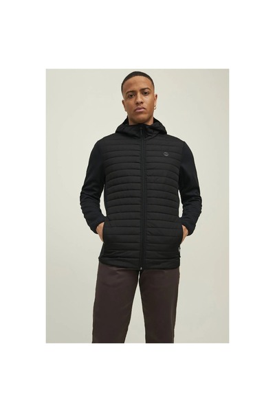Jack & Jones Jack&jones Multi Quilted Men's Black Hooded Jacket