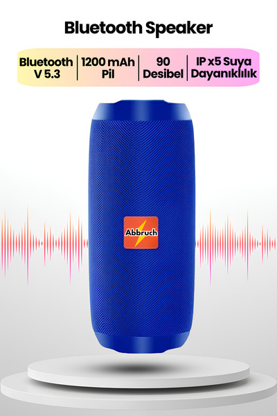 Abbruch Taşınabilir Bluetooth Hoparlör 90 Db 1200 mAh Sd Kart Aux Usb Girişli Fm Radyo Hoparlör Ses Bombası