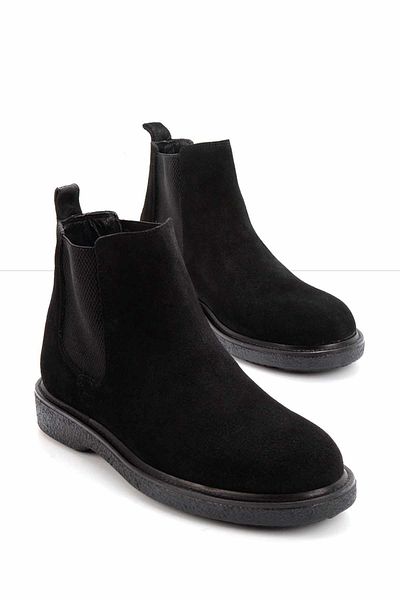 Bambi Μαύρο Suede Γνήσιο Δερμάτινο Ανδρικές Μπότες & Μποτάκια E02310111102