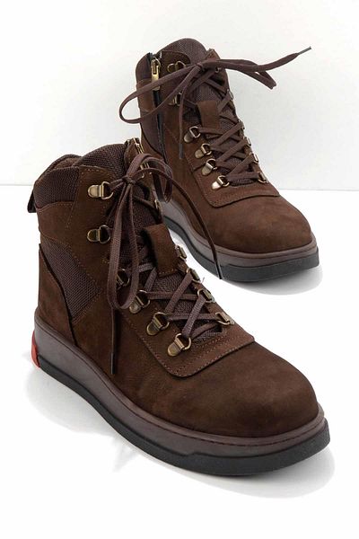 Bambi Καφέ Nubuck Γνήσιο Δερμάτινο Ανδρικές Μπότες & Μποτάκια E02811580901