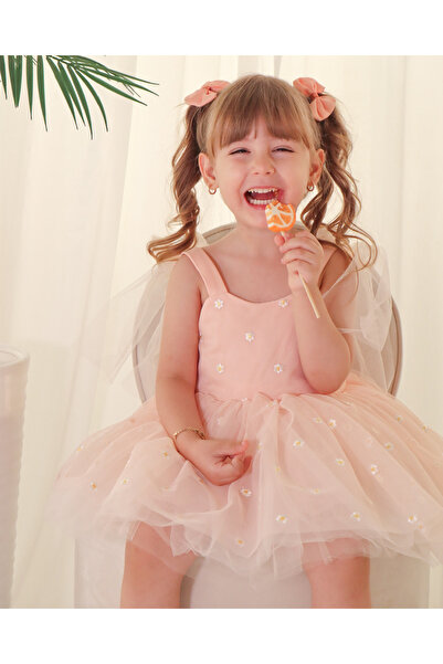 Baby Animals Kız Bebek Elbise Kız Çocuk Elbise Doğum Günü Parti Düğün Elbise Askılı Astarlı Papatya Elbise