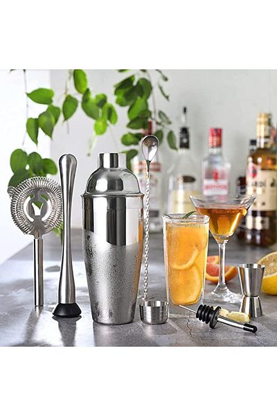 Bogadini Professional Cocktail Bar Set 6 Pieces – Shaker 700 Ml, Metal Accessories, Customizable