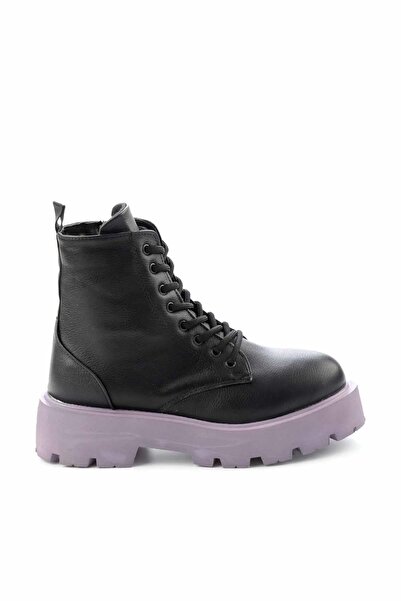 Bambi Siyah Lila Kadın Bot & Bootie K02678020309