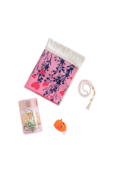 4 HOME Namaza İlk Adım Seccadesi - Kumbaralı Pembe Kız Çocuk Seccadesi - Tesb...