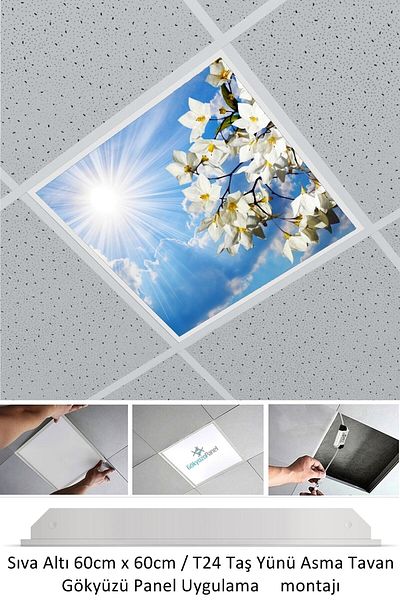 Gökyüzü Panel 60X60 Hanging Ceiling Led - Stone Wool, 60Watt-54Watt, Recessed Panel